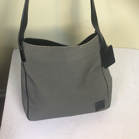 Bally Shoulder Hobo Bag Leather Tweed Canvas Logo FOB Tag Italy Tote Purse Silvr - Picture 6 of 16